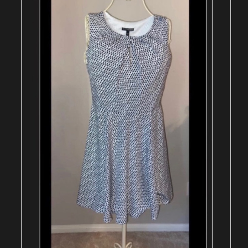 Express Black and White Patterned Fit and Flare Sleeveless Dress